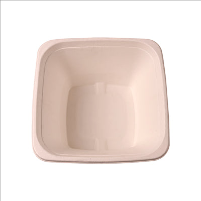 BOLS CARRÉS 'BIONIC' 1,2 L 18x18x9 CM NATUREL BAGASSE (400 UNITÉS)