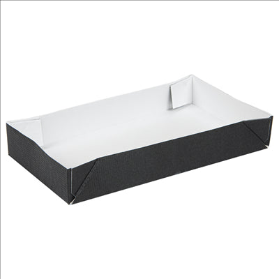 PLATEAUX + COUVERCLE 'THEPACK' 230 G/M2 19,5x11x4,5 CM NOIR CARTON ONDULÉ NANO-MICRO (200 UNITÉS)