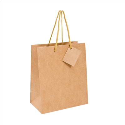 SACS BOUTIQUE ANSES CORDON  120 g/m2 19+10x27 CM NATUREL KRAFT (10 UNITÉS)