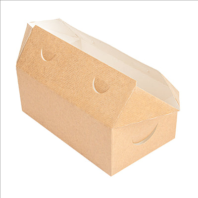 BOÎTES REPAS À EMPORTER 'THEPACK' 1 L 240 G/M2 11x18x7 CM NATUREL CARTON ONDULÉ NANO-MICRO (300 UNITÉS)