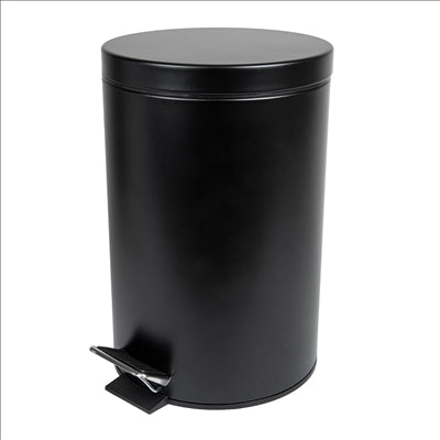 POUBELLE À PÉDALE AVEC RÉCEPTACLE INTÉRIEUR 12 L Ø 25x38 CM NOIR ACIER (1 UNITÉ)