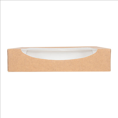 RÉCIPIENTS SUSHI+FÊNETRE 'THEPACK' 220 G/M2 + OPP 23x23x5 CM MARRON CARTON ONDULÉ NANO-MICRO (300 UNITÉS)
