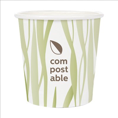 GOBELETS BOISSONS FROIDES ET CHAUDES 1 PAROI GRASS 'COMPOSTABLE' 120 ML 230 G/M2 Ø6,3/4,5x6 CM BLANC CARTON (1000 UNITÉS)