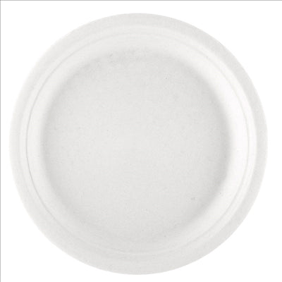 ASSIETTES 'BIONIC'  Ø 26x2,1 CM BLANC BAGASSE (500 UNITÉS)