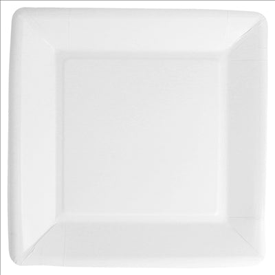 ASSIETTES CARRÉES  220 G/M2 18x18 CM BLANC CARTON (400 UNITÉS)