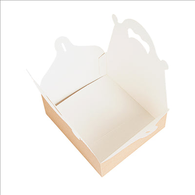 BOÎTES AVEC ANSES PÂTISSERIE 'THEPACK' 240 G/M2 16x18x7 CM NATUREL CARTON ONDULÉ NANO-MICRO (200 UNITÉS)