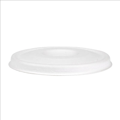 COUVERCLES POUR GOBELETS 8CM 'BIONIC'  Ø 80 MM BLANC BAGASSE (1000 UNITÉS)
