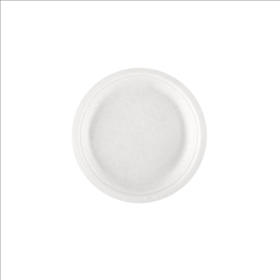 ASSIETTES 'BIONIC'  Ø 15,5x1,4 CM BLANC BAGASSE (1000 UNITÉS)