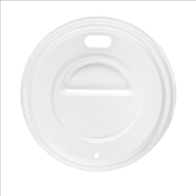 COUVERCLES POUR GOBELETS À CAFÉ 120 ML 'BIONIC'  Ø 6,2 CM BLANC BAGASSE (2000 UNITÉS)