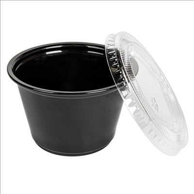 50 PETITS POTS + 50 COUVERCLES 120 ML Ø7,4x4,6 CM NOIR PP (24 UNITÉS)