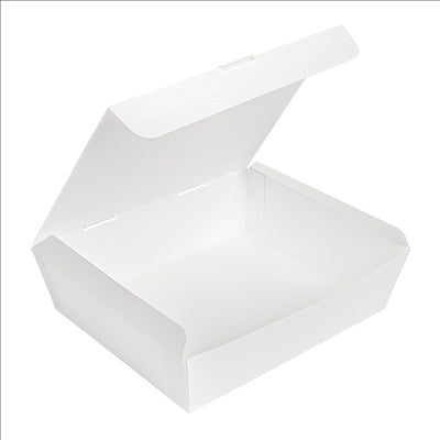 BOÎTES "LUNCH BOX" COUVERCLES 'THEPACK' 1500 ML (48 oz) 230 G/M2 21x18x5,5 CM BLANC CARTON ONDULÉ NANO-MICRO (360 UNITÉS)