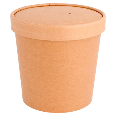 RÉCIPIENTS + COUVERCLES 780 ML - 26 oz 330 + 18 PE G/M2 Ø11,6/9,3x11 CM NATUREL KRAFT (250 UNITÉS)