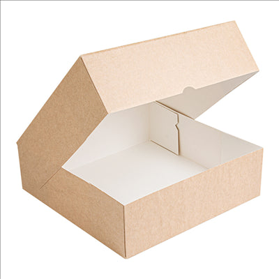 BOÎTES PATISSERIES SANS FENÊTRE 'THEPACK' 240 G/M2 26x26x8 CM NATUREL CARTON ONDULÉ NANO-MICRO (100 UNITÉS)