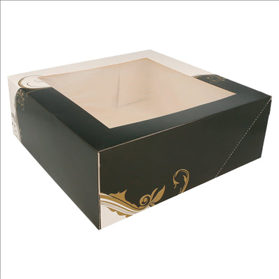 BOÎTES PÂTISSERIES AVEC FENÊTRE 'THEPACK CLASSIC' 250 G/M2 28x28x10 CM BLANC CARTON ONDULÉ NANO-MICRO (100 UNITÉS)