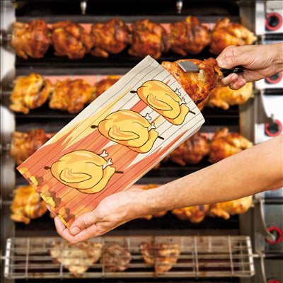 SACS POUR 1/2 POULET  40 G/M2 + 20µ PP 13+7,5x28 CM BLANC PAPIER (1000 UNITÉS)