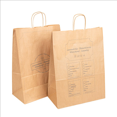 SACS SOS POUR BLANCHISSERIE  90 G/M2 32+16x43 CM NATUREL KRAFT (250 UNITÉS)