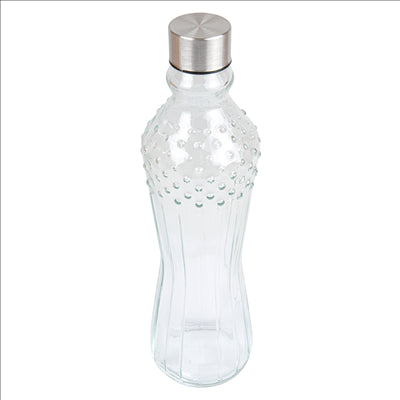 BOUTEILLE + COUVERCLE INOX 'WAKI GLASS' 990 ML Ø8,6x31 CM TRANSPARENT VERRE (24 UNITÉS)