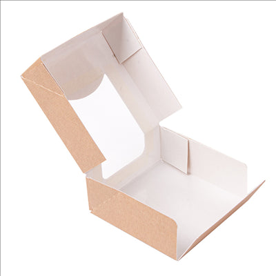 RÉCIPIENTS SUSHI+FÊNETRE 'THEPACK' 220 G/M2 + OPP 10x10x4 CM MARRON CARTON ONDULÉ NANO-MICRO (400 UNITÉS)