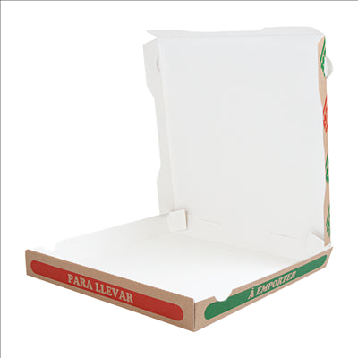 BOÎTES PIZZA 'THEPACK' 330 G/M2 32x32x3,8 CM NATUREL CARTON ONDULÉ MICROCANAL (100 UNITÉS)