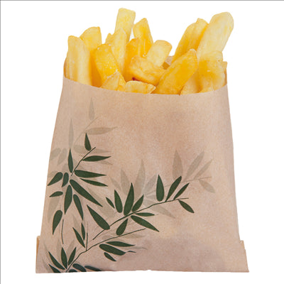 SACHET POUR FRITURES 'FEEL GREEN' 34 G/M2 12x12 CM NATUREL PARCH.INGRAISSABLE (1000 UNITÉS)
