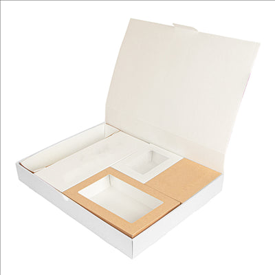 PLATEAUX MODULABLES 'THEPACK' 330 G/M2 40x30x5 CM BLANC CARTON ONDULÉ MICROCANAL (100 UNITÉS)