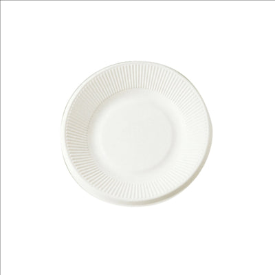 ASSIETTES 'BIONIC'  Ø 21x1,8 CM BLANC BAGASSE (1000 UNITÉS)