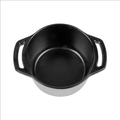 COCOTTES PETITES AVEC ANSES ET COUVERCLE 'ASAMI WARE' 300 ML Ø10,5x6,5 CM NOIR MÉLAMINE (12 UNITÉS)