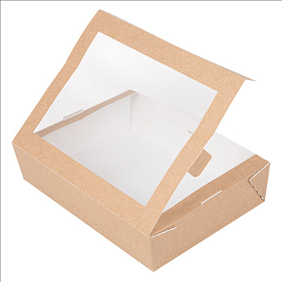 BOÎTES AVEC FENÊTRE 'THEPACK' 1470 ML 220 G/M2 + OPP 19,8x14x4,8 CM NATUREL CARTON ONDULÉ NANO-MICRO (200 UNITÉS)