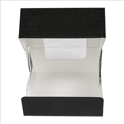 RÉCIPIENTS SUSHI +FÊNETRE 'THEPACK' 230 G/M2 + OPP 10x10x4 CM NOIR CARTON ONDULÉ NANO-MICRO (400 UNITÉS)