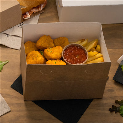 BOÎTES REPAS À EMPORTER 'THEPACK' 1 L 240 G/M2 11x18x7 CM NATUREL CARTON ONDULÉ NANO-MICRO (300 UNITÉS)