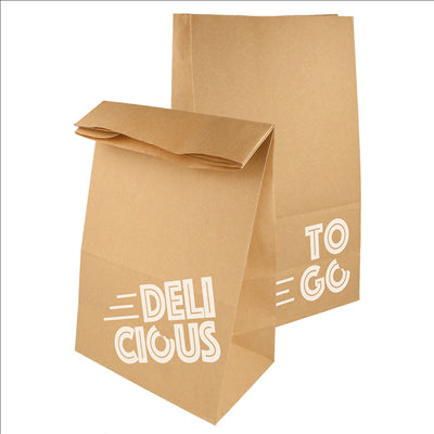 SACS SOS SANS ANSES - DELICIOUS TO GO  48 G/M2 22+12x31 CM NATUREL KRAFT (500 UNITÉS)