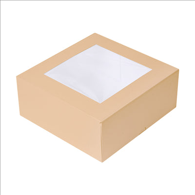 BOÎTES PATISSERIES AVEC FENÊTRE 'THEPACK' 240 G/M2 + OPP 18x18x7,5 CM NATUREL CARTON ONDULÉ NANO-MICRO (200 UNITÉS)