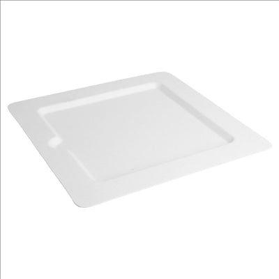 ASSIETTES CARRÉES 'BIONIC'  20x20x1 CM BLANC BAGASSE (200 UNITÉS)