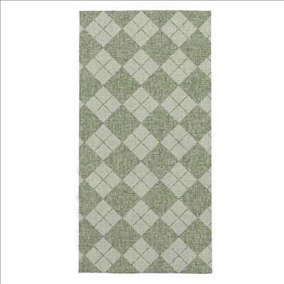 SERVIETTES PLIAGE 1/8 'SLIM PLUS' 'LIKE LINEN - ARGYLE' 70 G/M2 39x50 CM VERT SPUNLACE (600 UNITÉS)