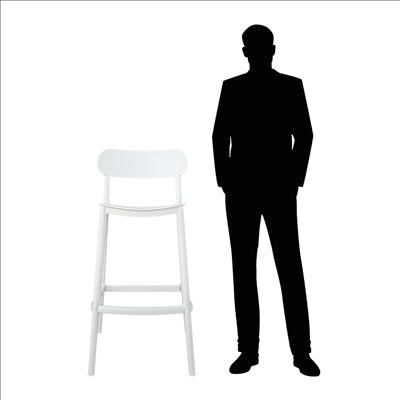 TABOURET HAUT AVEC DOSSIER 'SUPRA-TEK'  52x46x102 CM BLANC PP (4 UNITÉS)