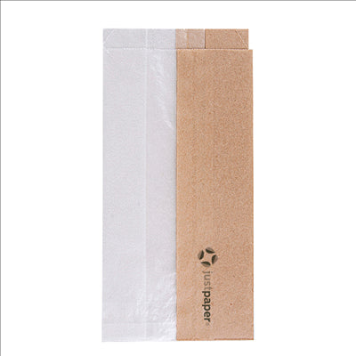 SACHETS POUR SANDWICHES AVEC FENÊTRE ECO 'CORNER WINDOW' 40 G/M2 9+5,5x18 CM NATUREL PARCH.INGRAISSABLE (250 UNITÉS)