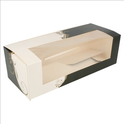 BOÎTES PÂTISSERIES AVEC FENÊTRE 'THEPACK CLASSIC' 250 G/M2 26x11x8 CM BLANC CARTON ONDULÉ NANO-MICRO (300 UNITÉS)