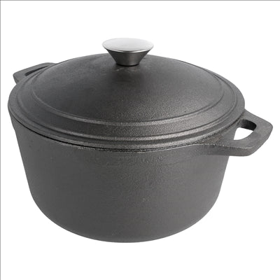 COCOTTE RONDE AVEC COUVERCLE 4800 ML Ø 25,5(33)x12,5 CM NOIR FER (2 UNITÉS)