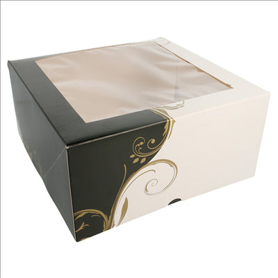 BOÎTES PÂTISSERIES AVEC FENÊTRE 'THEPACK CLASSIC' 250 G/M2 24x24x12 CM BLANC CARTON ONDULÉ NANO-MICRO (100 UNITÉS)