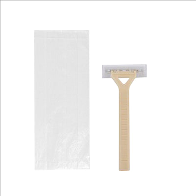 RASOIRS EN SACHETS  10 CM BEIGE PP (100 UNITÉS)