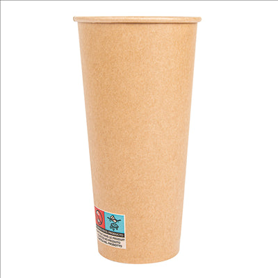 GOBELETS 22 OZ - 660 ML 18PE + 250 + 18PE G/M2 Ø9/6x17 CM MARRON CARTON (1000 UNITÉS)