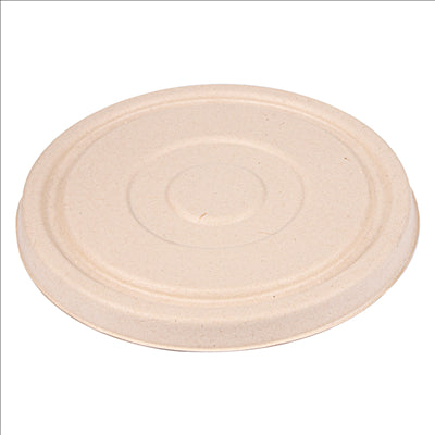 COUVERCLES BAS POUR SALADIERS 231.25/215.04 'BIONIC'  Ø16x1,2 CM NATUREL BAGASSE (600 UNITÉS)