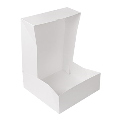 BOÎTES PATISSERIES SANS FENÊTRE 'THEPACK DECO' 250 G/M2 28x28x10 CM BLANC CARTON ONDULÉ NANO-MICRO (50 UNITÉS)