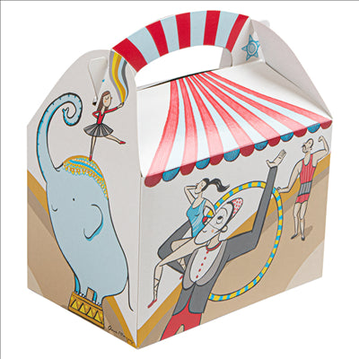 BOÎTES MENU ENFANT 'CIRCUS' 320 G/M2 15,50x10,50x17,50 CM QUADRICHROMIE CARTON (300 UNITÉS)