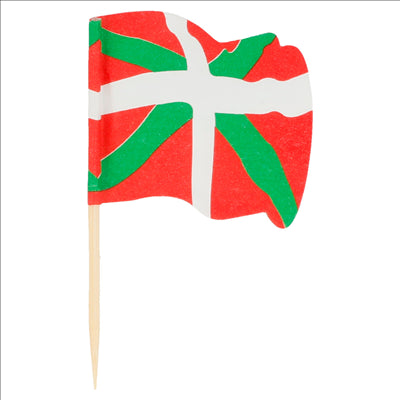 PETITS DRAPEAUX "EUSKADI"  4x3/6,5 CM ASSORTI BOIS (144 UNITÉS)