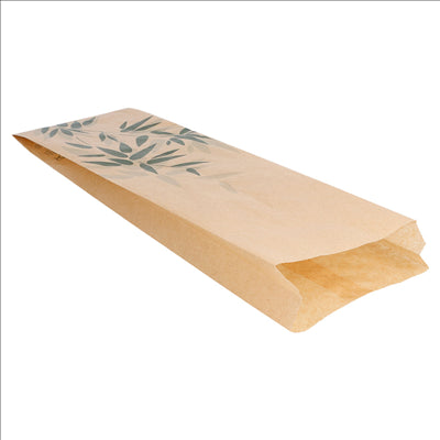 SACS BAGUETTTE GARNI 'FEEL GREEN' 34 G/M2 12+4x35 CM NATUREL PARCH.INGRAISSABLE (500 UNITÉS)