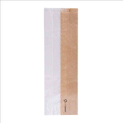 SACHETS POUR SANDWICHES AVEC FENÊTRE ECO 'CORNER WINDOW' 40 G/M2 12+6x38 CM NATUREL PARCH.INGRAISSABLE (250 UNITÉS)