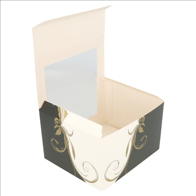 BOÎTES PÂTISSERIES AVEC FENÊTRE 'THEPACK CLASSIC' 250 G/M2 11x13x8 CM BLANC CARTON ONDULÉ NANO-MICRO (800 UNITÉS)