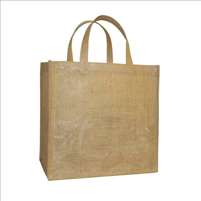 SAC SANS DÉCOR AVEC ANSES  260 G/M2 33+24x34,5 CM NATUREL JUTE (10 UNITÉS)