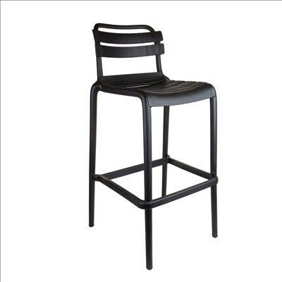 TABOURET HAUT AVEC DOSSIER 'SUPRA-TEK'  52x51x103 CM NOIR PP (4 UNITÉS)